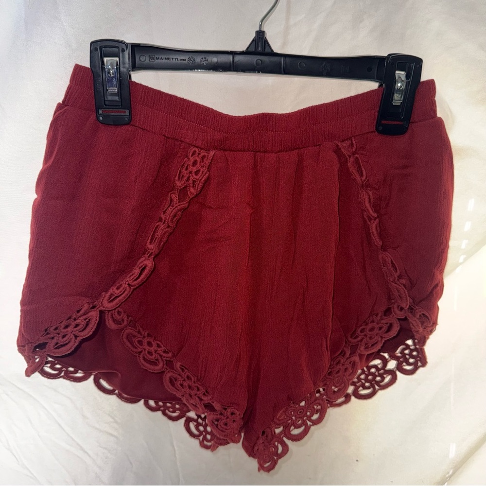 Forever 21 Rust Crochet Trim High Waist Shorts